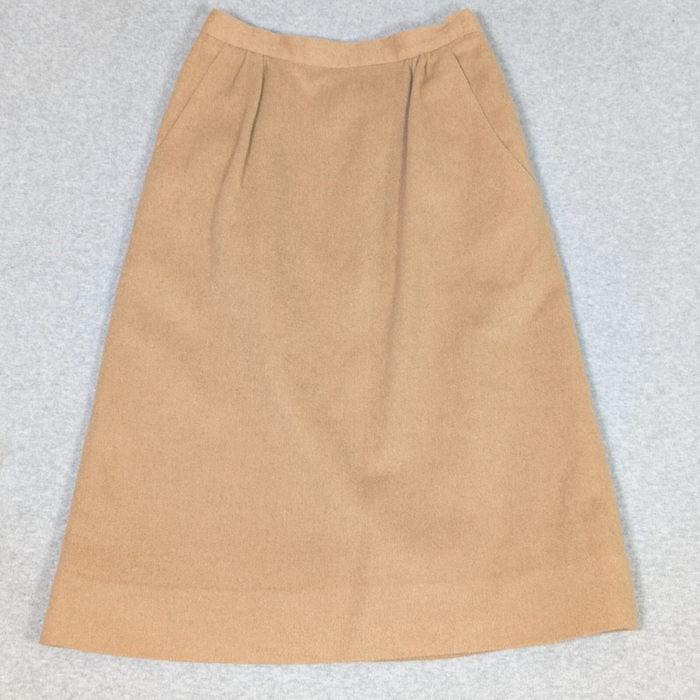 Vintage Austin Reed Worsted Wool Skirt Size 6 A Line Midi Tan